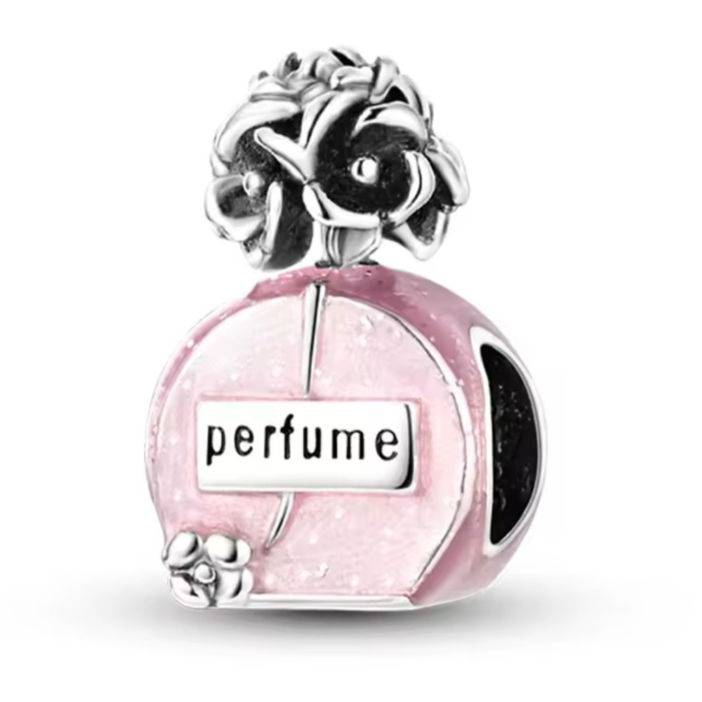 Elegant Silver and Pink Perfume Bottle Charm